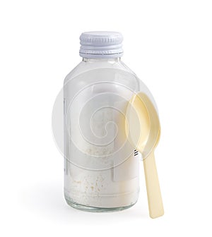 Powder antibiotic for children in a glass bottle.