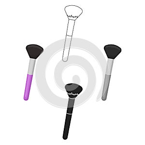 Powder brush icon in cartoon,black style isolated on white background. Make up symbol stock vector illustration.