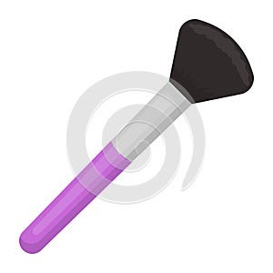 Powder brush icon in cartoon style on white background. Make up symbol stock vector illustration.