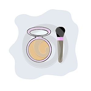 Powder and brush vector icon