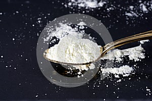 Powder from the chemistry kit with macro lens photographed in studio