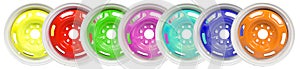 Powder coating of colour wheel disks