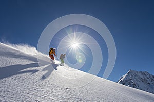 Powder downhill skiing