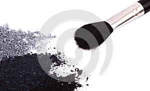 Powder eyeshadow makeup and brush