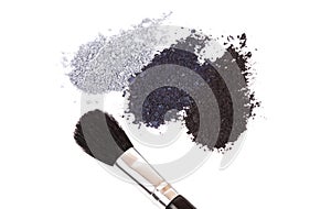 Powder eyeshadow makeup and brush