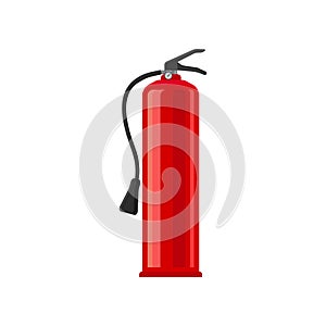 Powder fire extinguisher. Flat vector illustration for poster about safety and fire protection. Flame prevention tool