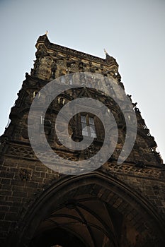 Powder gate. The ancient gothic tower in Prague