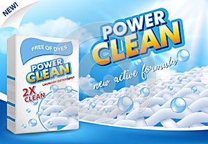 Powder laundry detergent advertising vector illustration photo