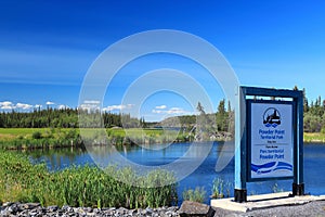 Powder Point Territorial Park Sign on Prelude Lake, Northwest Territories, Canada