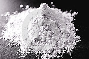 Powdered dolomite. It is a mineral with a clay-like texture and is rich in calcium and magnesium. Derived from limestone rocks, in