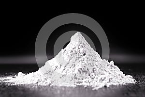 Powdered dolomite. It is a mineral with a clay-like texture and is rich in calcium and magnesium. Derived from limestone rocks, in photo