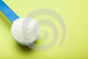 Powdered milk - balanced baby food. Copy space