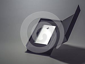 power bank in case over gray background