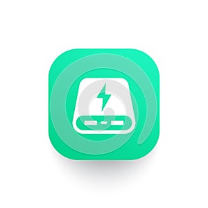 Power bank icon, portable charger pictogram