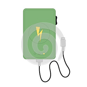 Power bank isolated on white background. Portable charge devise. Outline vector flat illustration