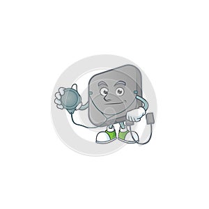 Power bank mascot icon design as a Doctor working costume with tools