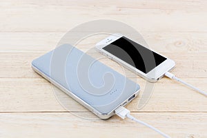 Power bank and USB cable for smartphone.