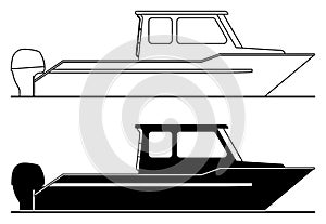 Power boat. Flat icons. Vector illustration