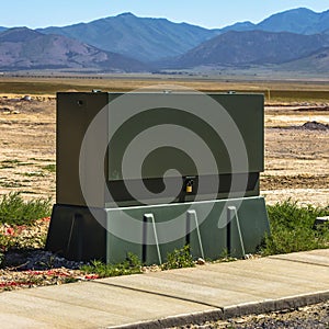 Power box on a construction zone near a mountain