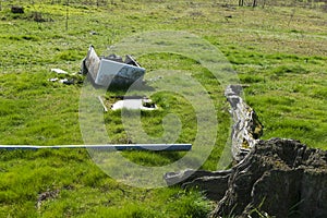 Power box deliberately destroyed, in the nature reserve