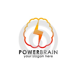 power brain logo design template. thunder brain logo design vector