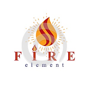 The power of burning fire, nature element vector logo for use in petrol