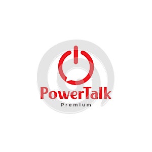 Power button icon with chat talk bubble logo symbol icon vector graphic design illustration idea creative