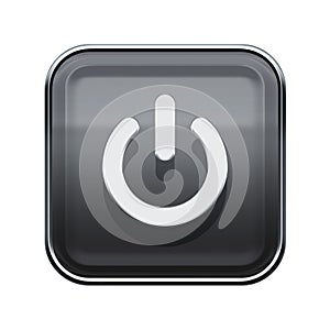 Power button icon glossy grey.