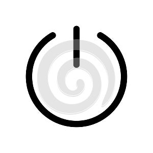 Power button icon. Symbol of start or turn on. Outline modern design element. Simple black flat vector sign with rounded