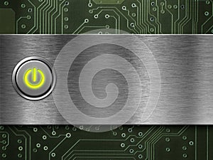 Power button on on metal plate