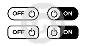 Power button on off vector icon set. Line energy turn on off sign