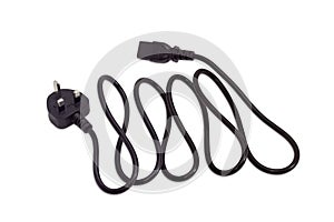 Power cable with BS 1363 plug on a light background