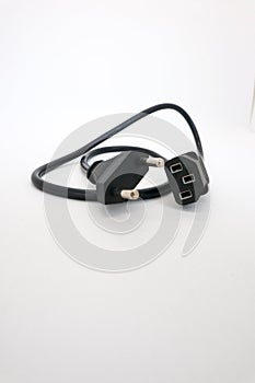 Power cables for PCs and electronic equipment, white background