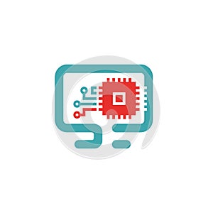 Power Computer processor icon vector illustration.