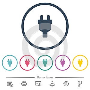 Power connector flat color icons in round outlines photo