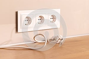 Power cord cable unplugged with european electrical outlets