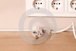 Power cord cable unplugged with european electrical outlets