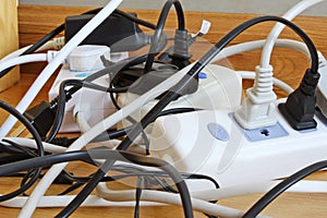 Power Cords in a Dangerouse Tangled Mess