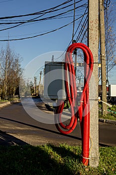 Power distribution boxes of electrical current. Transformer vault