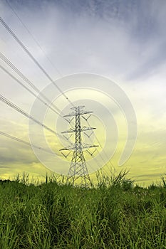 Power distribution pylon system to rural community and countryside
