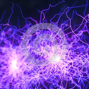 Power electrical energy and lightning spark, 3d rendering