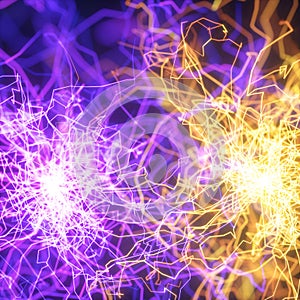 Power electrical energy and lightning spark, 3d rendering