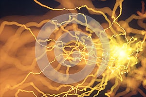 Power electrical energy and lightning spark, 3d rendering