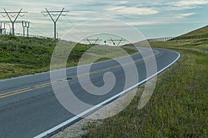 Power Electrical Lines From Hydro Electric Plant by Road and Fields