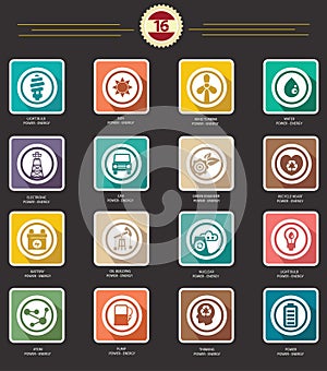 Power and Energy icons,retro version