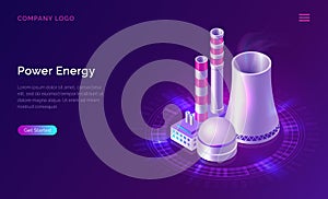 Power energy isometric concept with nuclear plant