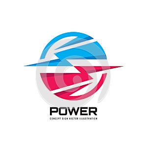 Power energy lightning - concept business logo template vector illustration. Abstract shapes in circle creative sign.