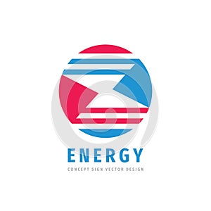 Power energy lightning - concept business logo template vector illustration. Abstract shapes in circle creative sign. Cooperation
