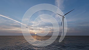 Power energy. Rural landscape. Windmill silhouette. Red background. Wind farm eco field. Blue background. Electric power