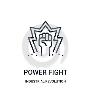 power fight icon vector from industrial revolution collection. Thin line power fight outline icon vector illustration